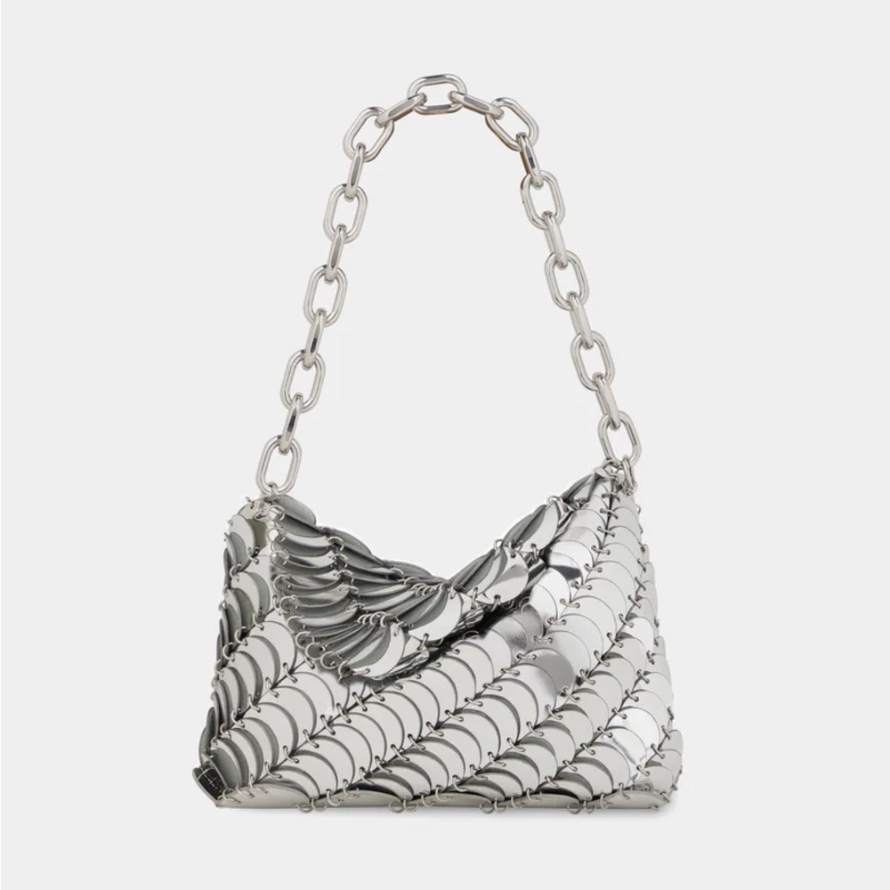 RABANNE SILVER PACO CLUTCH BAG